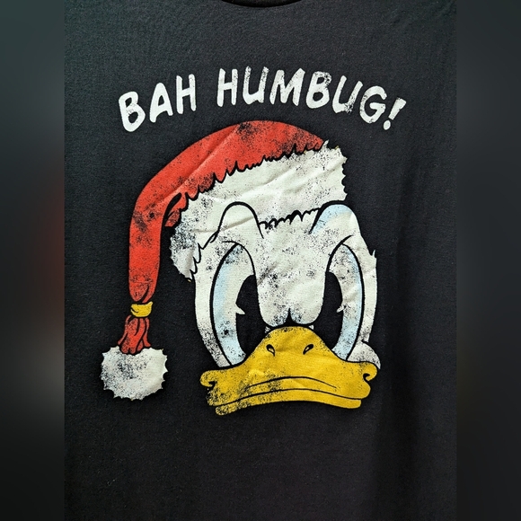 Disney  Donald Duck Black Bah Humbug T-Shirt Unisex men's M Women's L/XL - Picture 2 of 8